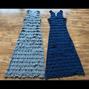 Lot of 2 MAX STUDIO Womens Long Sleeveless Rushed Layered Summer Maxi Dress Sz M